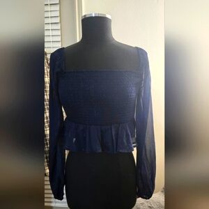Elegant Navy Blue Women's Top